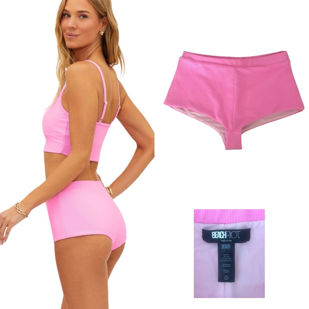 NWOT Beach Riot NYX Ribbed Bottom - Prism Pink - Picture 1 of 4